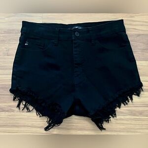 KANCAN high rise cut off stretch booty denim shorts black Size 9/29